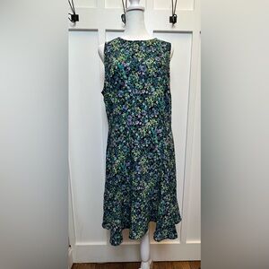 Loft Size 12 Midi Floral Sleeveless Dress Spring Summer Lightweight Zip Cottage